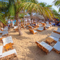 Mambo Beach Club beachfront setup in Playa Blanca Barú